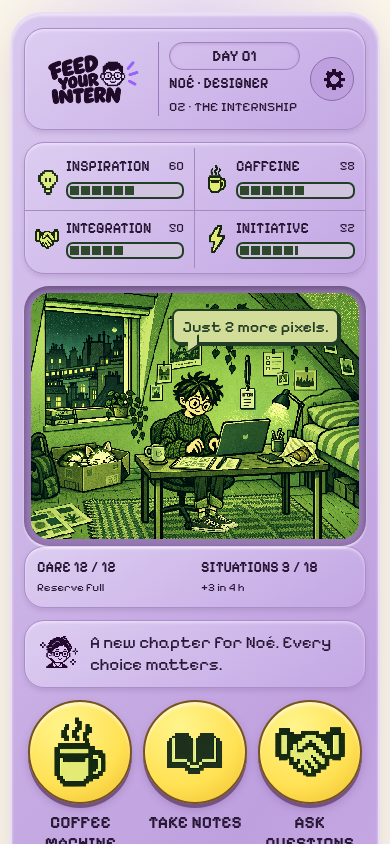 Game screenshot: internship